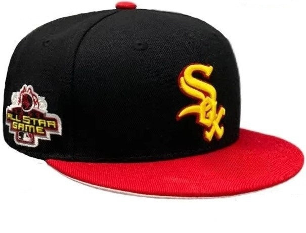 Chicago White Sox Black Straight Brim Baseball Cap Men Women