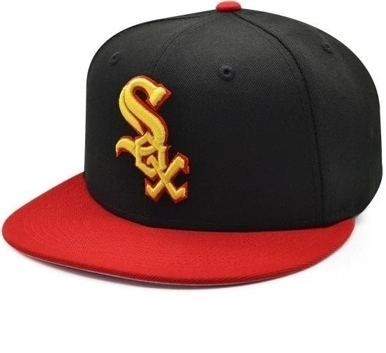 Chicago White Sox Black Straight Brim Baseball Cap Men Women