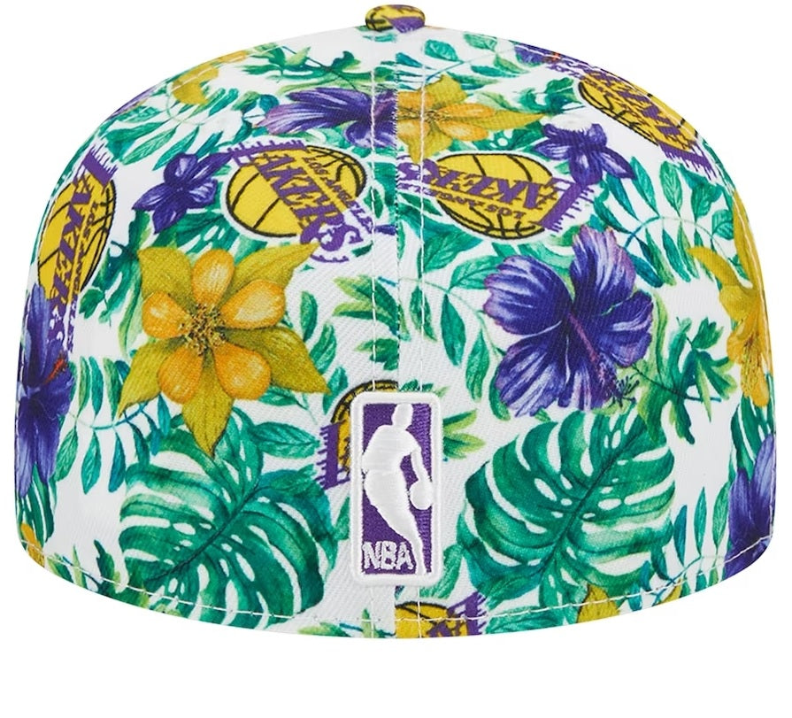 Los Angeles Lakers Tropical Hibiscus Embroidered Straight Brim Men Women
