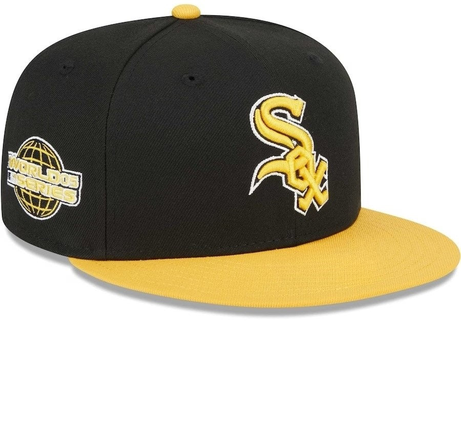 Chicago White Sox Black/Gold Straight Brim Baseball Cap Men Women