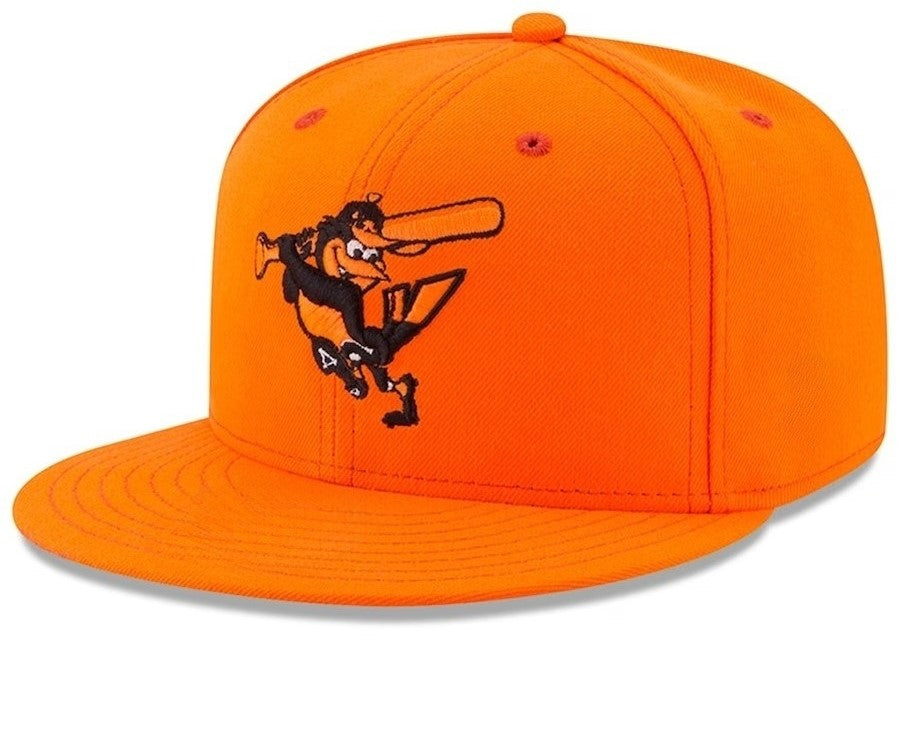 Orange/Black Baltimore Orioles Straight Brim Baseball Cap Men Women
