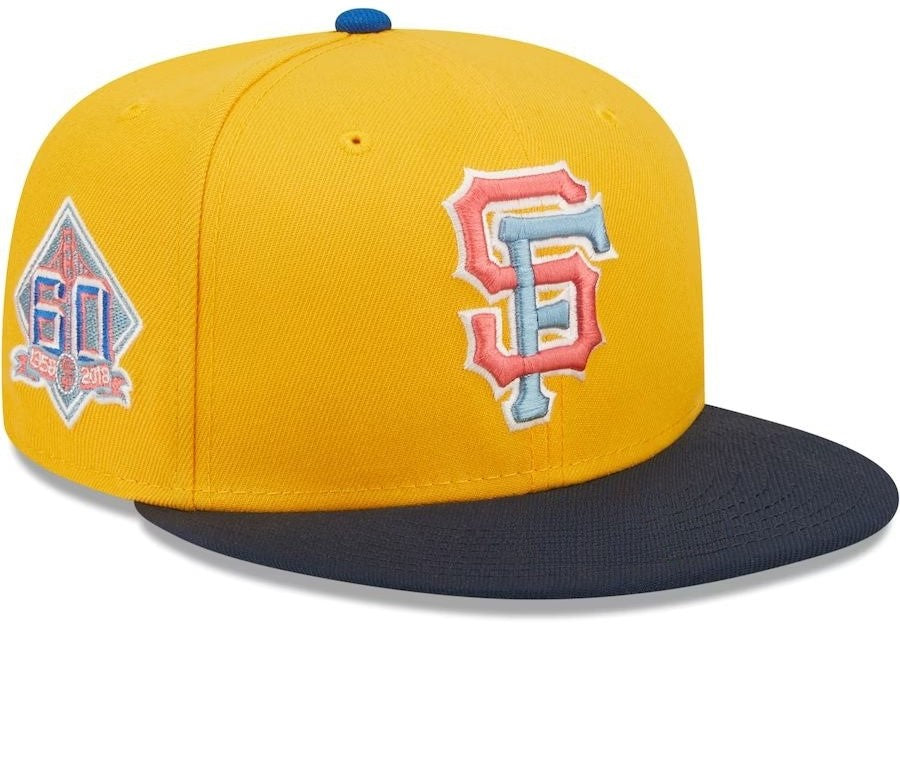 San Francisco Giants Gold/Navy 60th Anniversary Azure Undervisor Fitted Hat