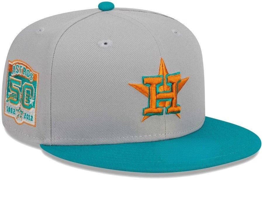 Houston Astros Gray/Teal Straight Brim Baseball Cap Men Women