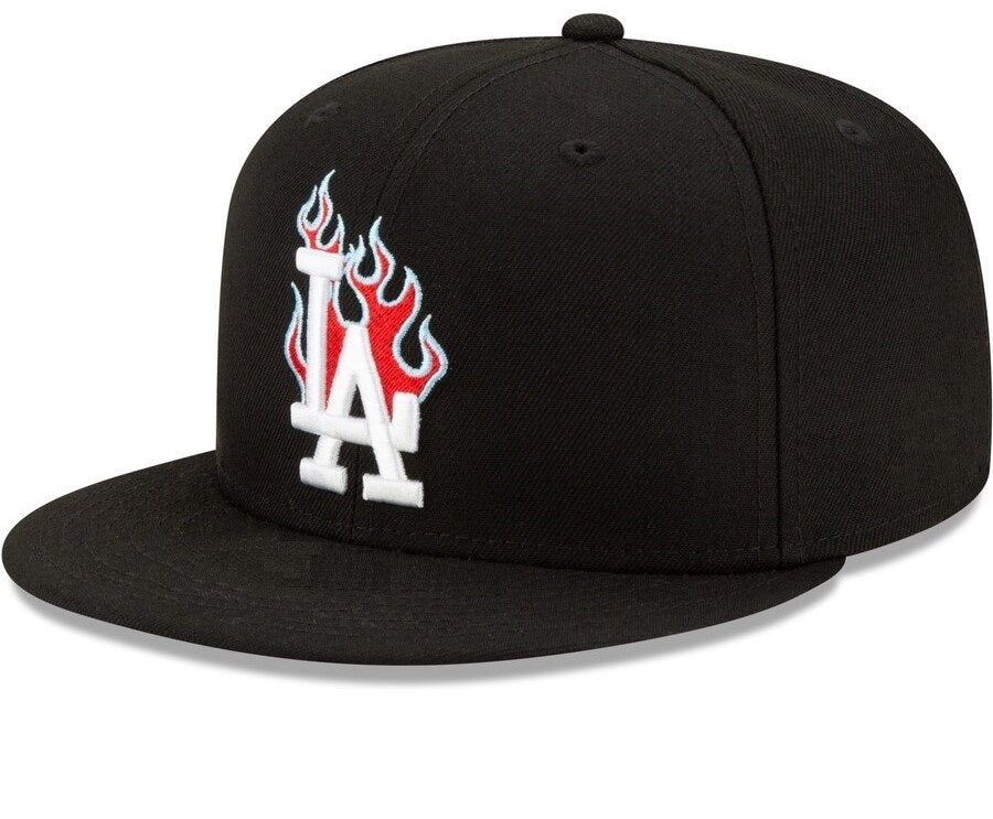 Los Angeles Dodgers Fire Snapback Straight Brim Baseball Cap Men Women