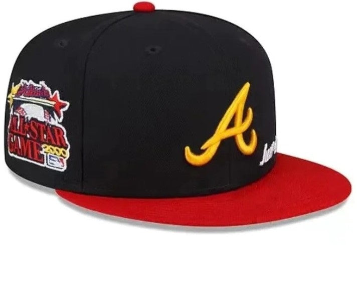Atlanta Braves Throwback Authentic Collection Black/Red Straight Brim Men Women
