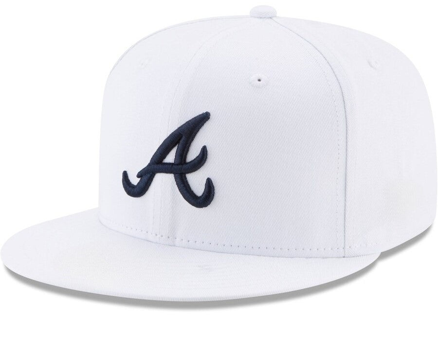 Atlanta Braves Storm Tonal Straight Brim White Baseball Cap Men Women