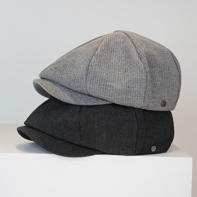 CHRLCK British Style Newsboy Cap Men Cotton Ascot Cap Beckham Khaki Male Spring Summer Vintage Brand New Octagonal Flat Cap