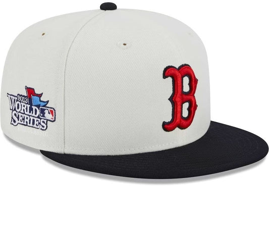 Boston Red Sox  Stone/Navy Retro Straight Brim Baseball Cap Men Women