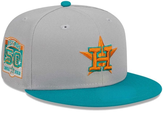 Houston Astros   Gray/Teal Straight Brim  Baseball Cap Men Women