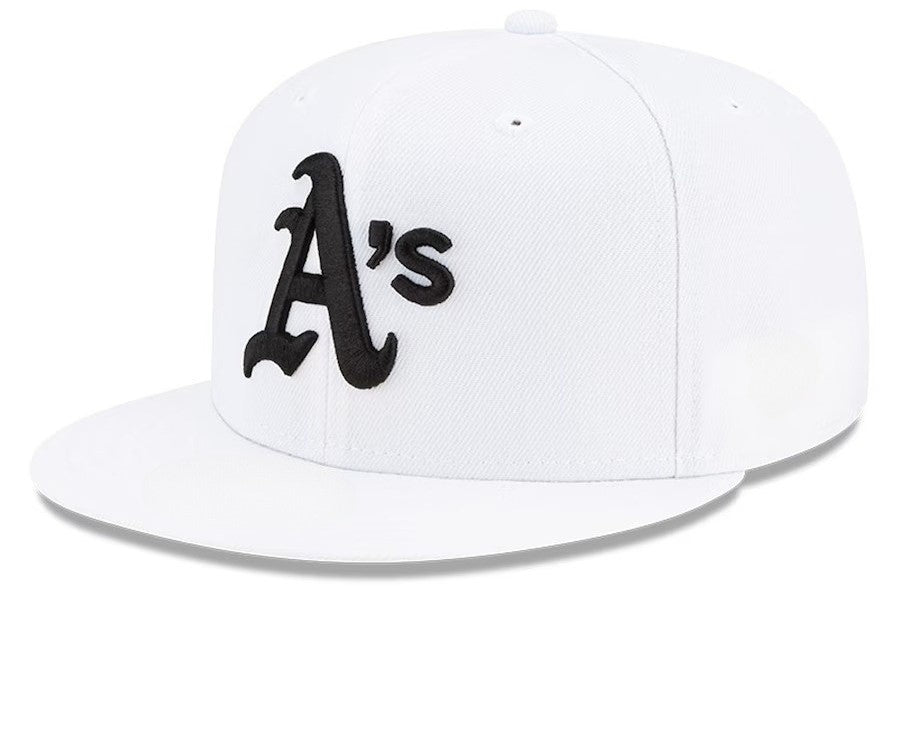 Oakland Athletics White Spring Color  Straight Brim  Baseball Cap Men Women