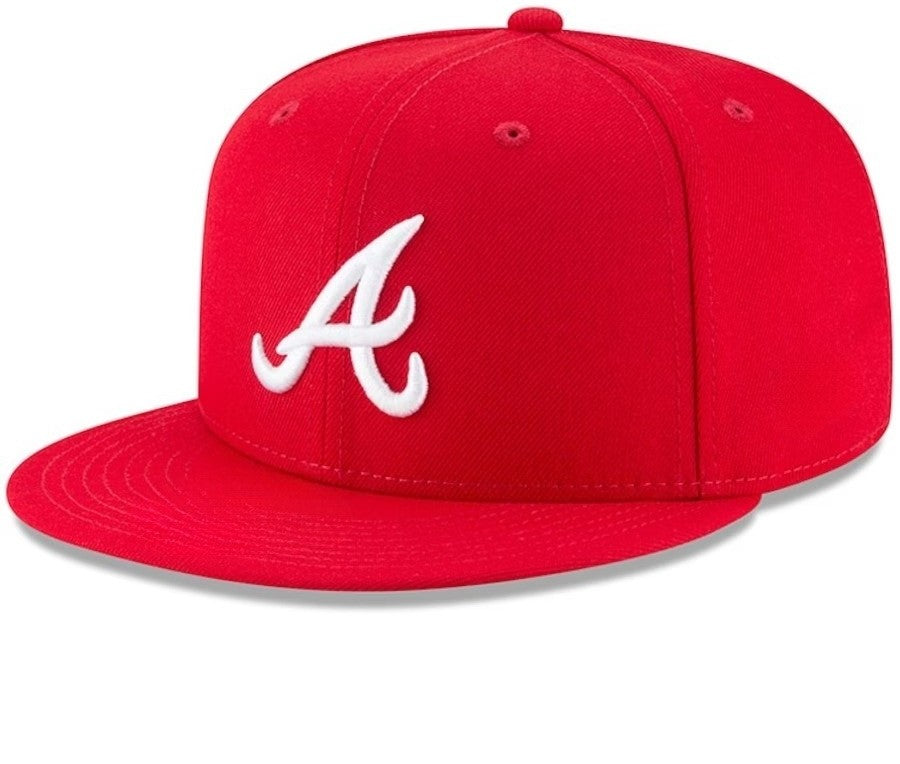 Atlanta Braves Red  Embroidered Straight Brim  Baseball Cap Men Women