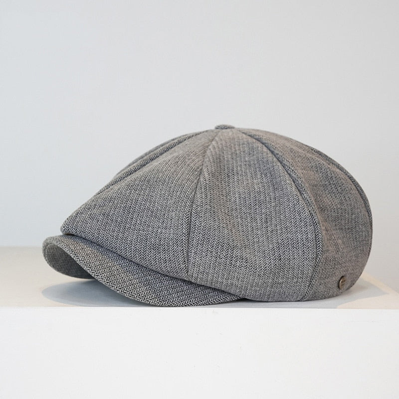 CHRLCK British Style Newsboy Cap Men Cotton Ascot Cap Beckham Khaki Male Spring Summer Vintage Brand New Octagonal Flat Cap