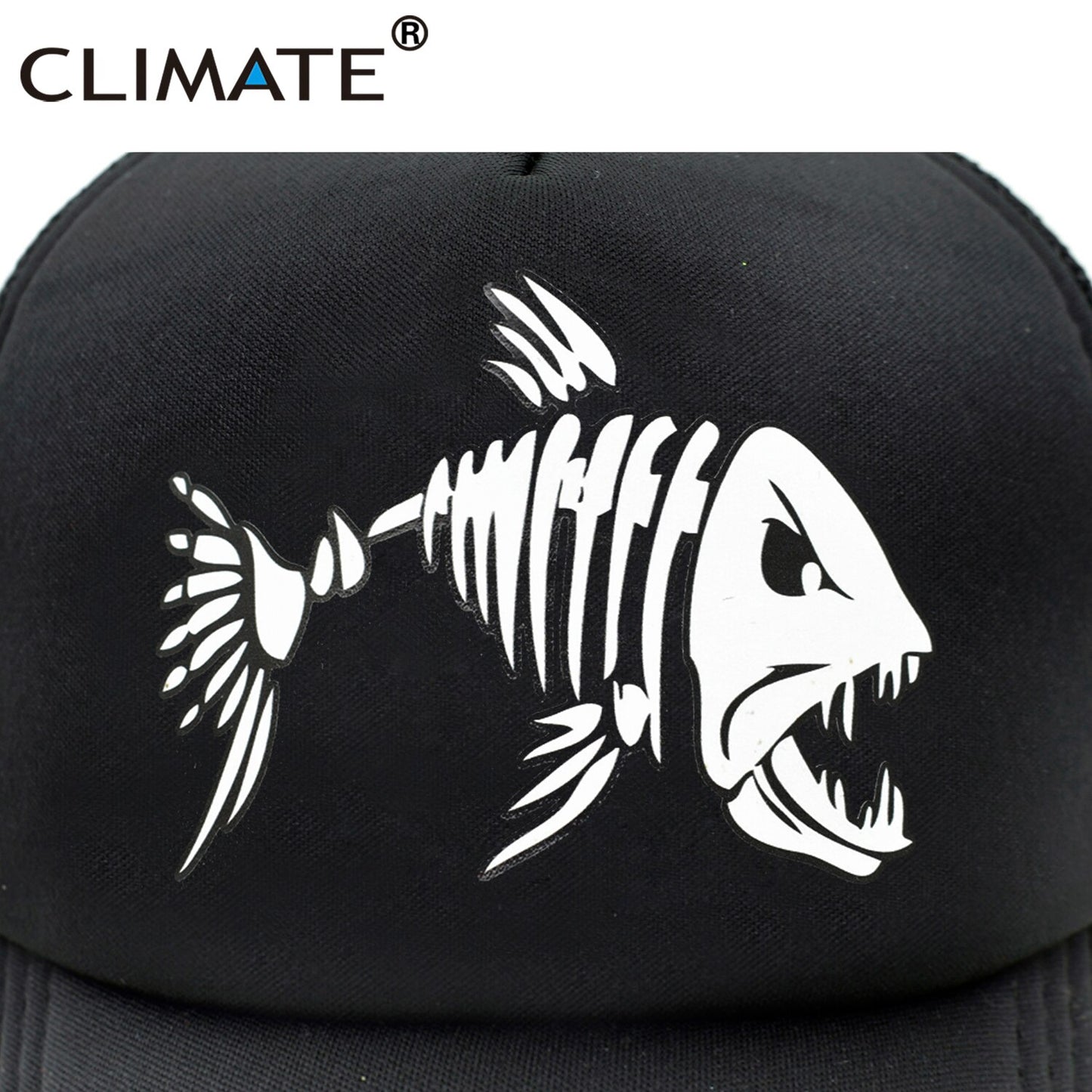 CLIMATE Fishbone Trucker Cap Men Fishing Skeleton Fish Bone Cap HipHop Baseball Caps Summer Fisher Man Mesh Caps Hat for Men
