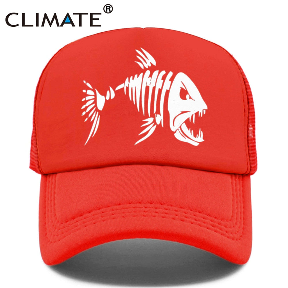 CLIMATE Fishbone Trucker Cap Men Fishing Skeleton Fish Bone Cap HipHop Baseball Caps Summer Fisher Man Mesh Caps Hat for Men
