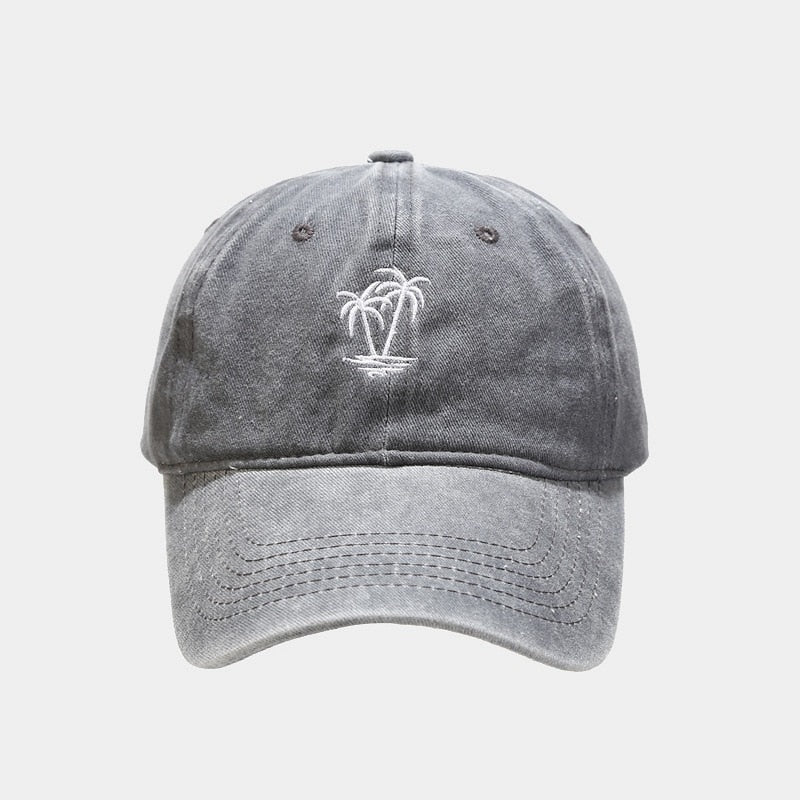 Tree Embroidery Washed Solid Boys Men Baseball Hats Adjustable Girls Women Baseball Caps 2023 Outdoor Sunscreen Baseball Hat