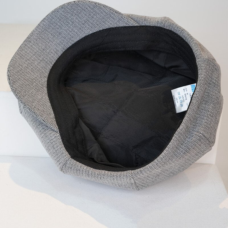 CHRLCK British Style Newsboy Cap Men Cotton Ascot Cap Beckham Khaki Male Spring Summer Vintage Brand New Octagonal Flat Cap