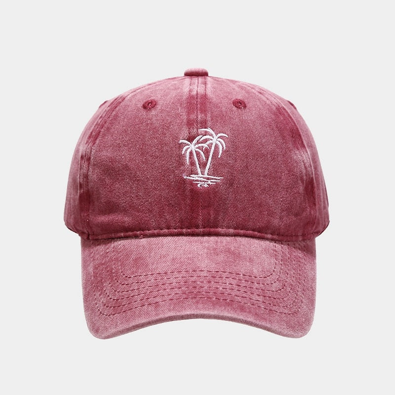 Tree Embroidery Washed Solid Boys Men Baseball Hats Adjustable Girls Women Baseball Caps 2023 Outdoor Sunscreen Baseball Hat