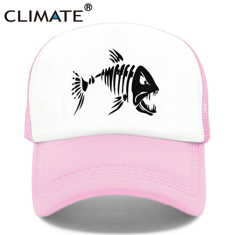 CLIMATE Fishbone Trucker Cap Men Fishing Skeleton Fish Bone Cap HipHop Baseball Caps Summer Fisher Man Mesh Caps Hat for Men